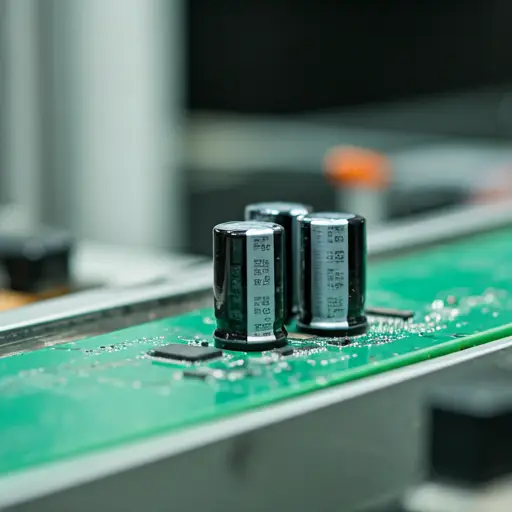 precision electronic components on a modern manufacturing assembly line